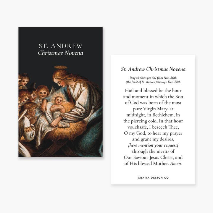 Gratia Design Co. - Wholesale Christmas Card - St. Andrew Christmas Novena Prayer Cards