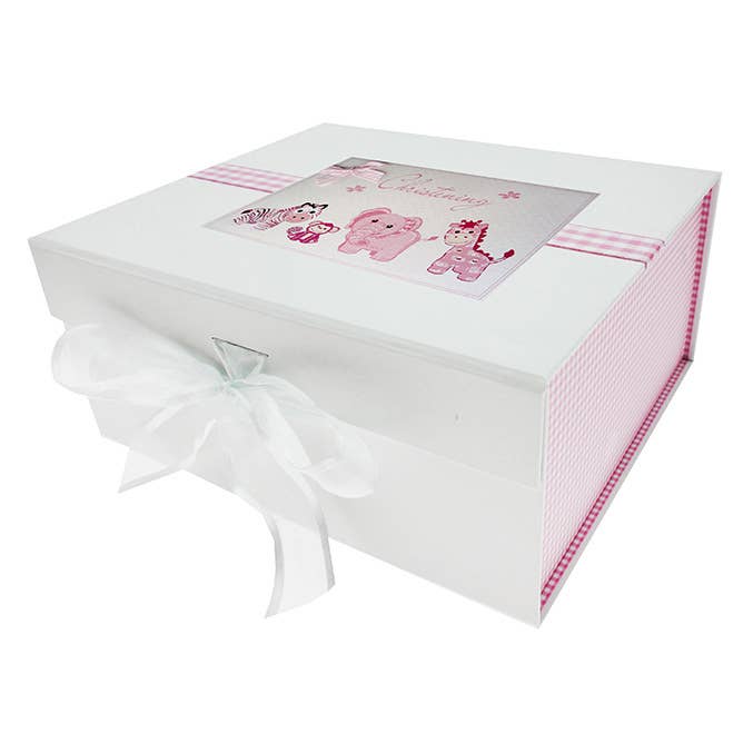White Cotton Cards - Vente Boîte à souvenirs – enfant et bébé - Jouets roses de baptême - Petite boîte à souvenirs (CTP2)0