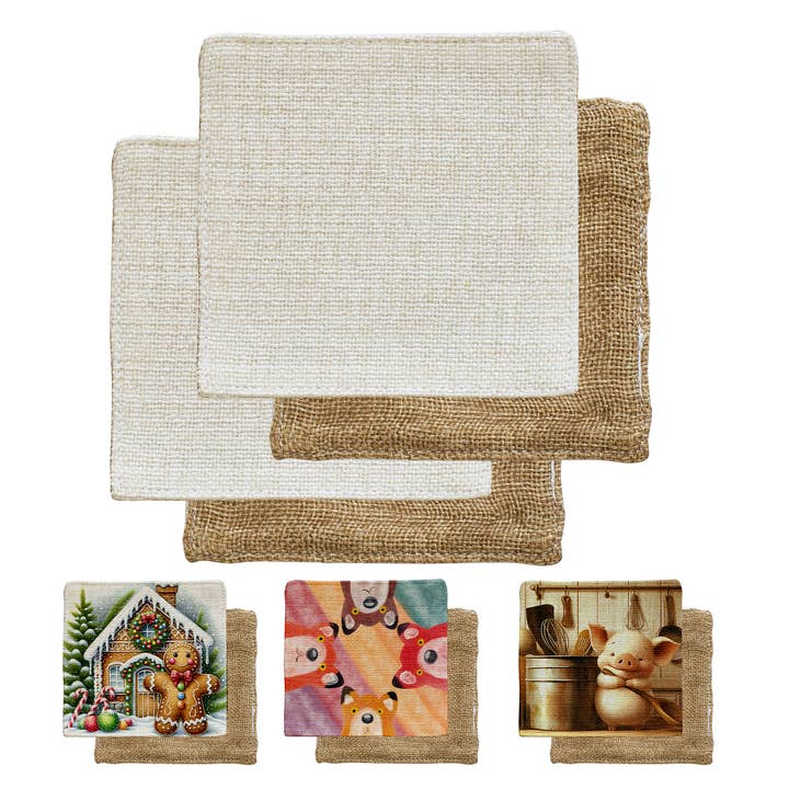 Hogg Outfitters - Wholesale Coasters - SUBLIMATION LINEN COASTER SET (4 PACK)
