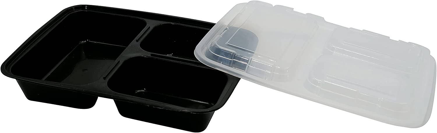 EcoQuality - Wholesale Food Storage Container - 33Oz 3 Compartment Rectangular Meal Prep Containers with Lid4