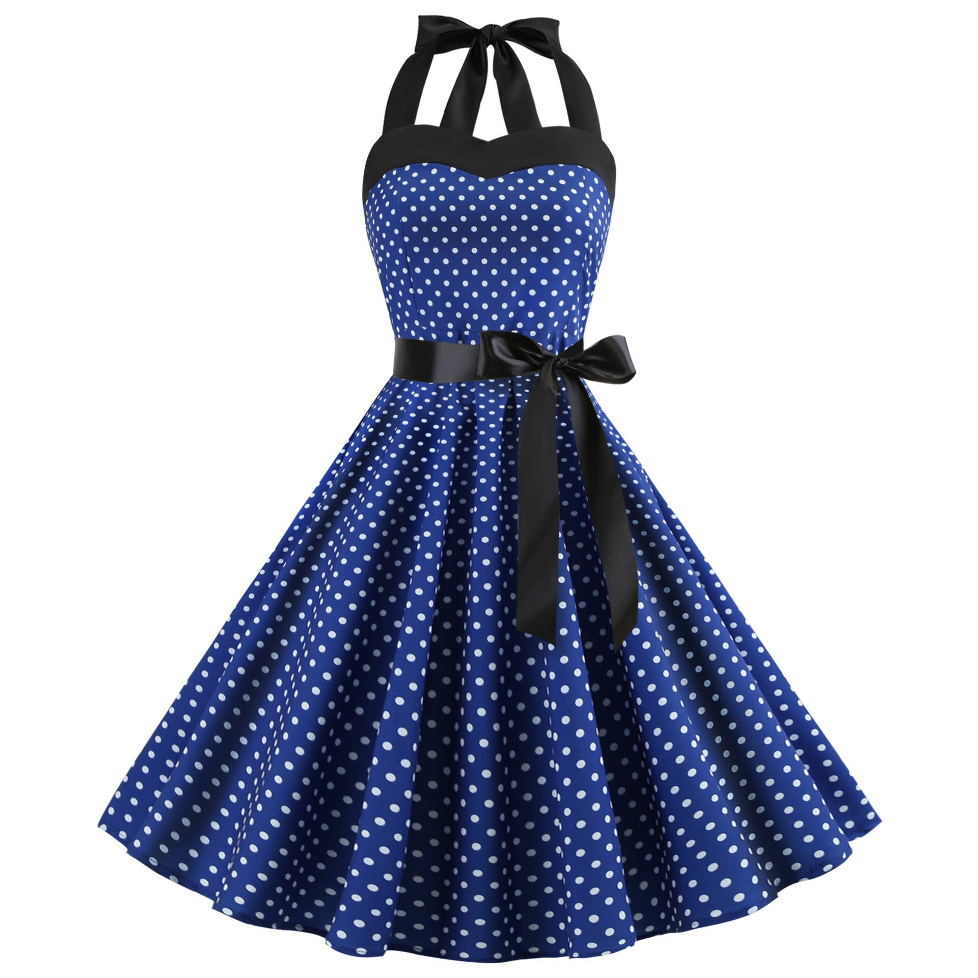 Rosa Clothing - Wholesale Dress - Women's - Vintage Polka Dot Halter Dress3