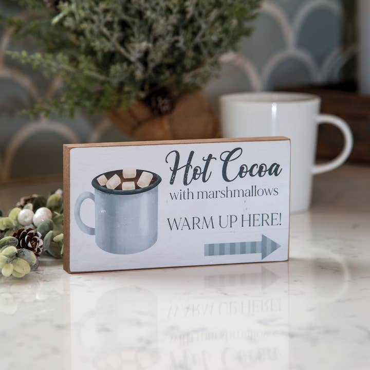 Col House Designs – Großhandel Schilder – Blockschild „Heißer Kakao mit Marshmallows“