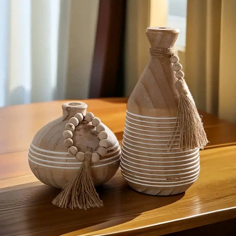 Huis Van Merken - Wholesale Vase - Solid Wood Vase Tassel - Chinese Style Home Decor Living Room Bedroom0