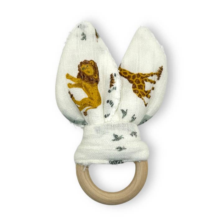 Anillo de madera para la dentición del bebé o regalo para baby shower de Safari Animals para venta al por mayor de Jolly Bundles