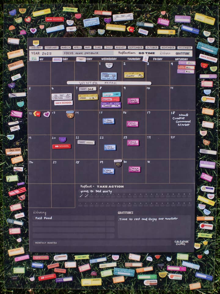 Charcoal Moon Cycle Tracker + Calendar for wholesale by Calendar Clings