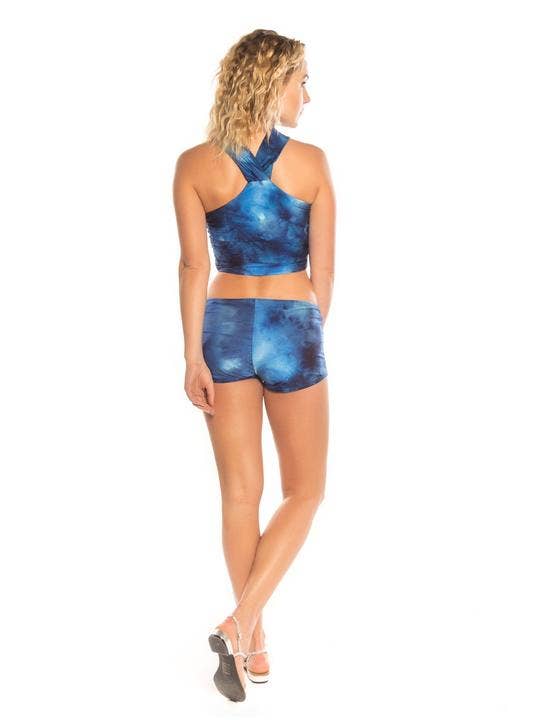 Bella Paradise By Paradise Ranch Designs, Inc. - Wholesale Boardshort - Dames - Retro Boy Short - Tie Dye Blauw3