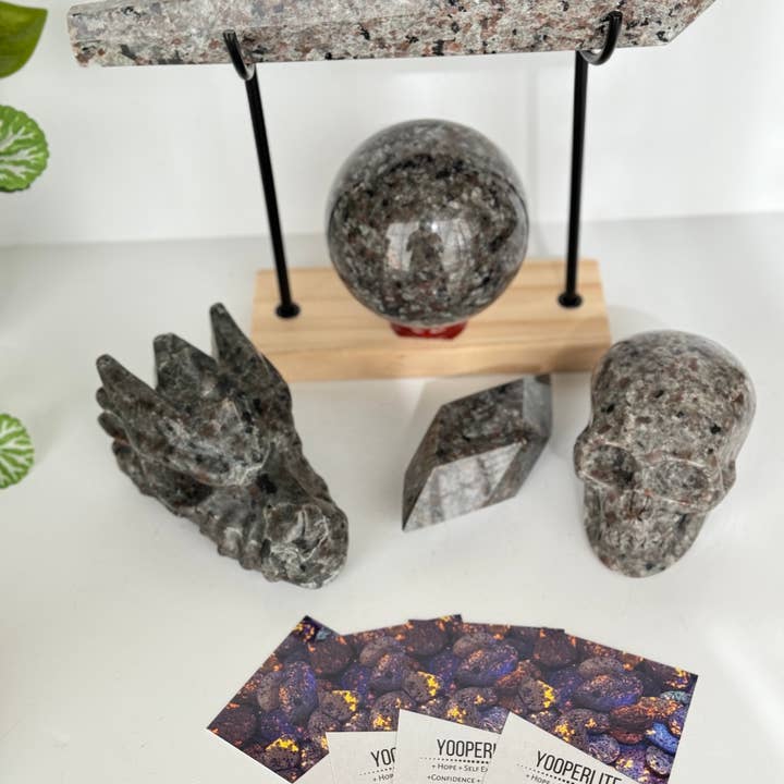 The 7 Directions - Wholesale Spiritual Stone/Crystal - 5 pc UV reactive Yooperlite set w/ crystal info card FC614