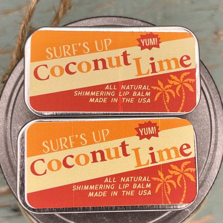 Baume à lèvres scintillant à la noix de coco et à la lime, lot de 12 pour la vente par Surfs Up Candle