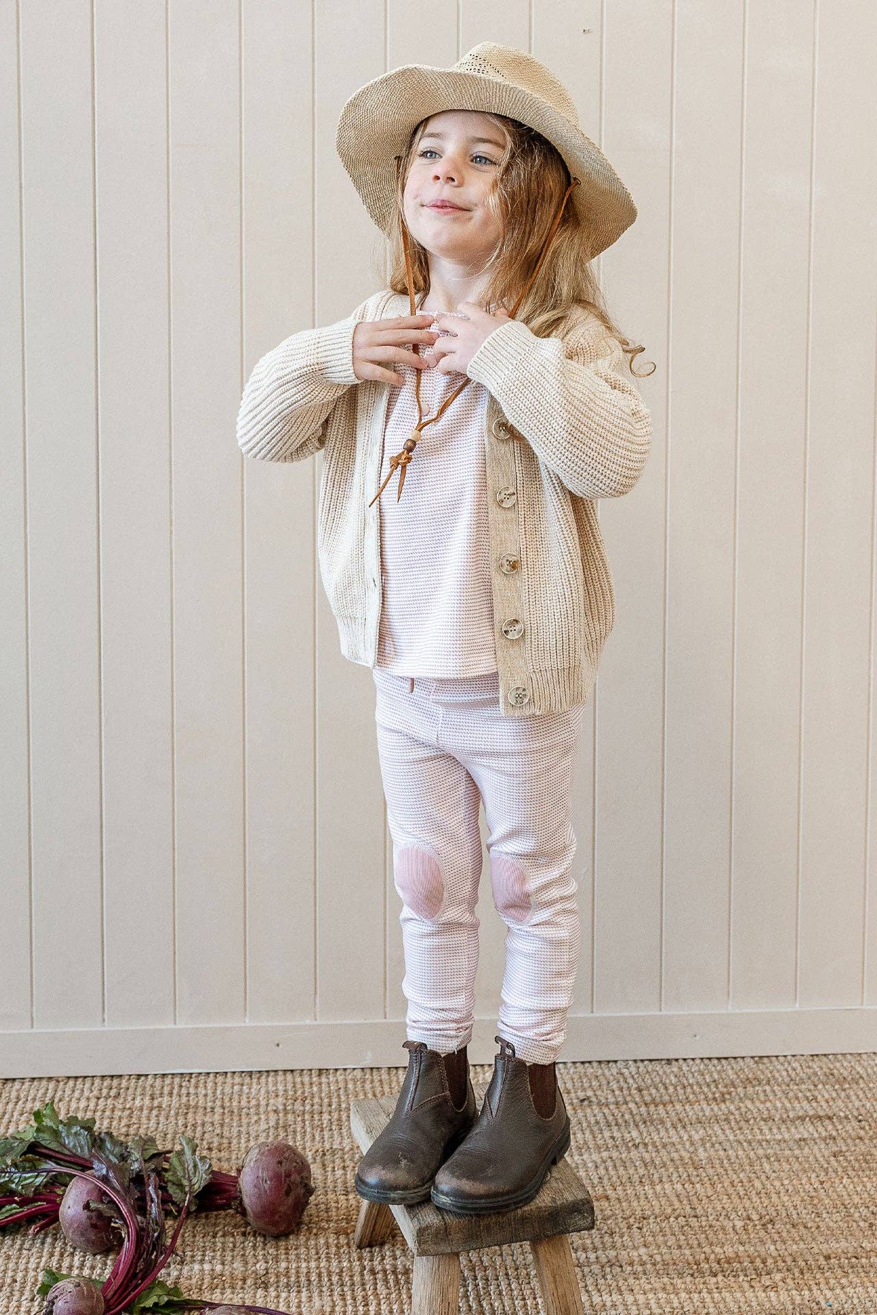 Homegrown Kids – wholesale Fashion leggings – kids – Rib Patch Legging Trellis Pink1