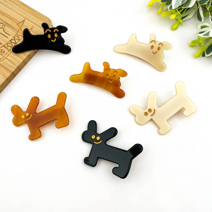 Cute Dog Acetate Hair Barrette, Animal Hair Clip for wholesale by TheDivaSoap