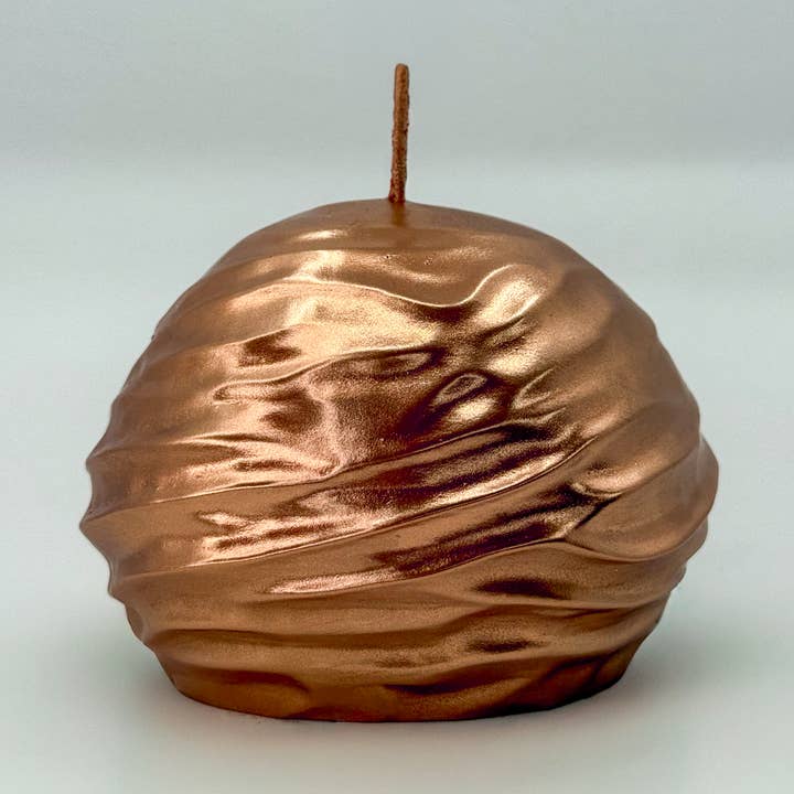 Sculptural Metallic Pillar Candle: Halo Form for wholesale by Princess Matchstick