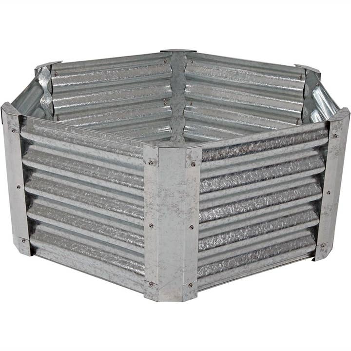 Sunnydaze Decor - Wholesale Planter Box - Corrugated Steel Hexagon Raised Garden Bed - Gray - 40 in1