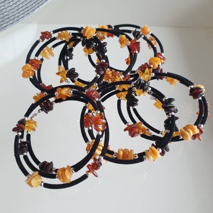 AmberLithuania - Wholesale Beaded Bracelet - Amber bracelet Adult Rough gemstine beaded bracelet Crystal7