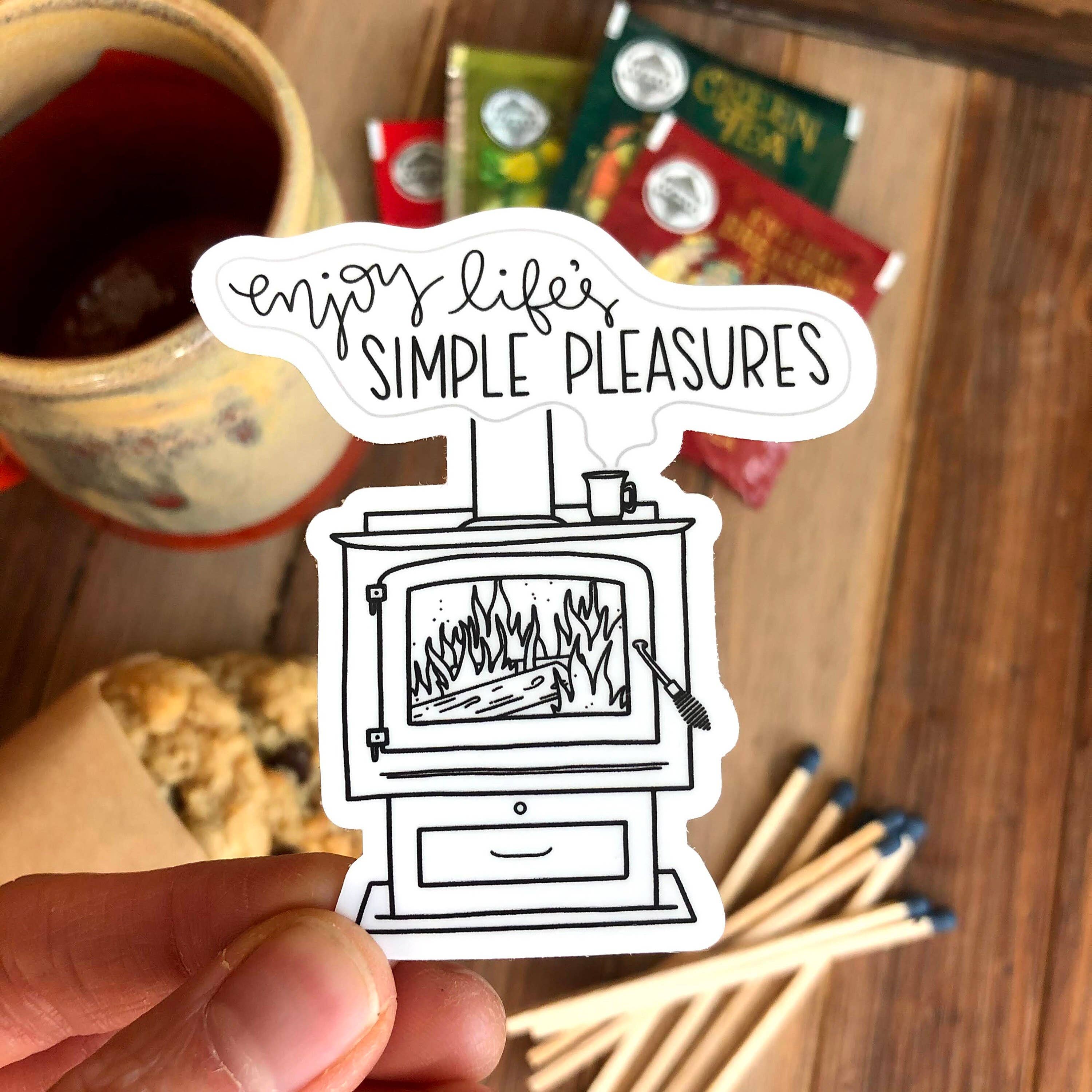 DoodleStation - Wholesale Sticker - Cozy Fireplace Vinyl Sticker "Enjoy Life's Simple Pleasures"1