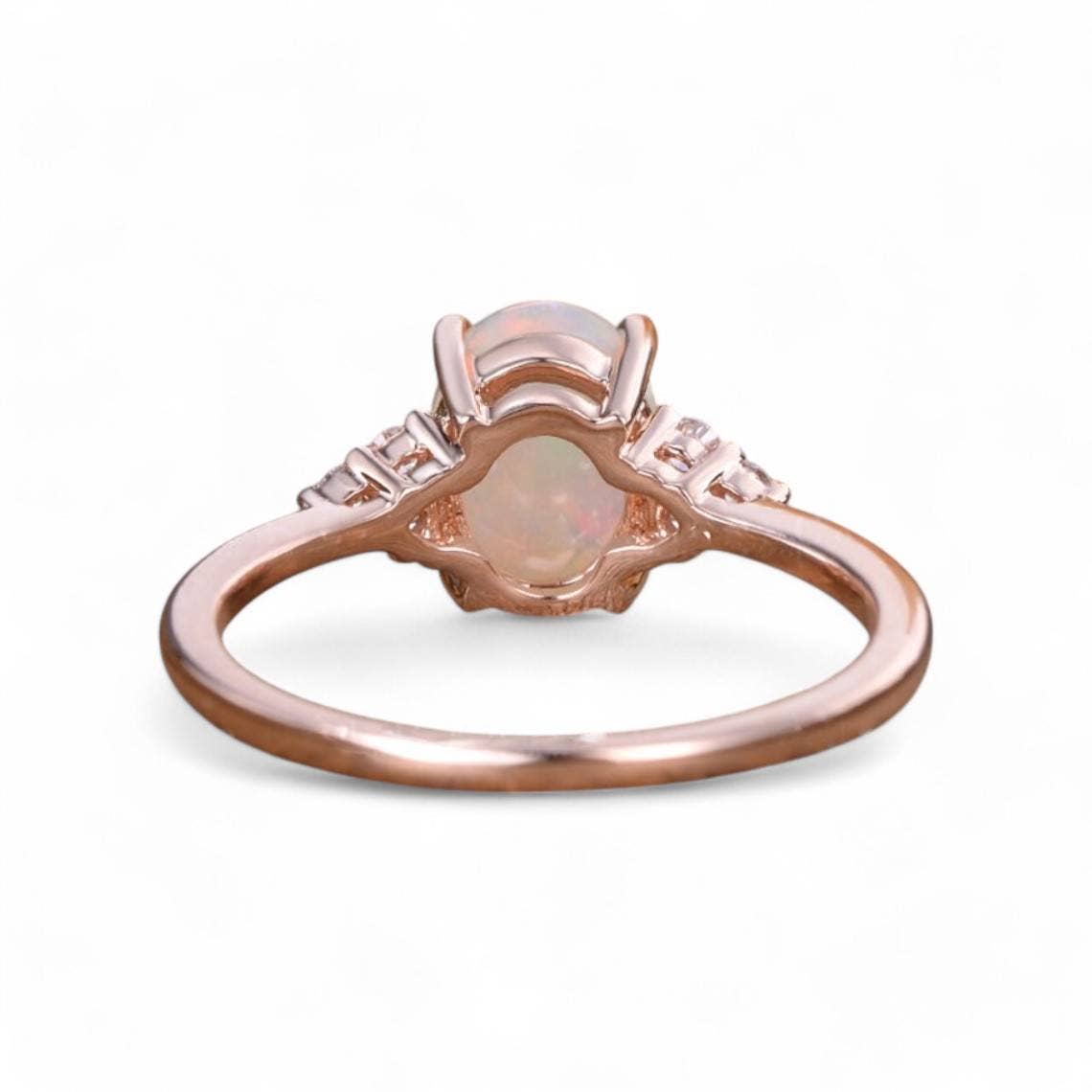 GEMPARA – wholesale Multi-stone ring – 0.13CT Australian Oval Opal Diamond Accent Ring3