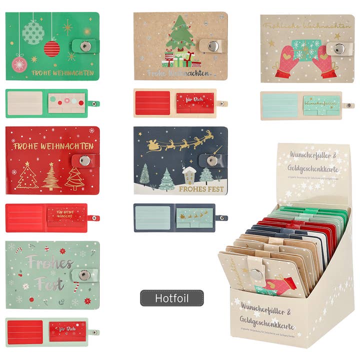 Gift cards with Christmas motifs made of paper/cardboard, 6-pack, colorful (W/H) 11x8x0.5cm for wholesale by Wurm