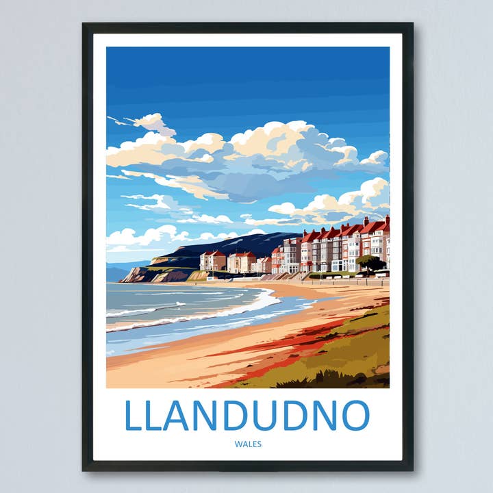 Poster di viaggio di Llandudno, Galles per la vendita all'ingrosso da parte di TravelzonaArt