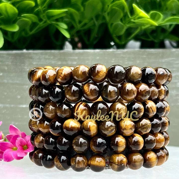 Natuurlijke Tijgeroog 8mm 7,5” Kristal Genezing S voor wholesale door KayleeNYC