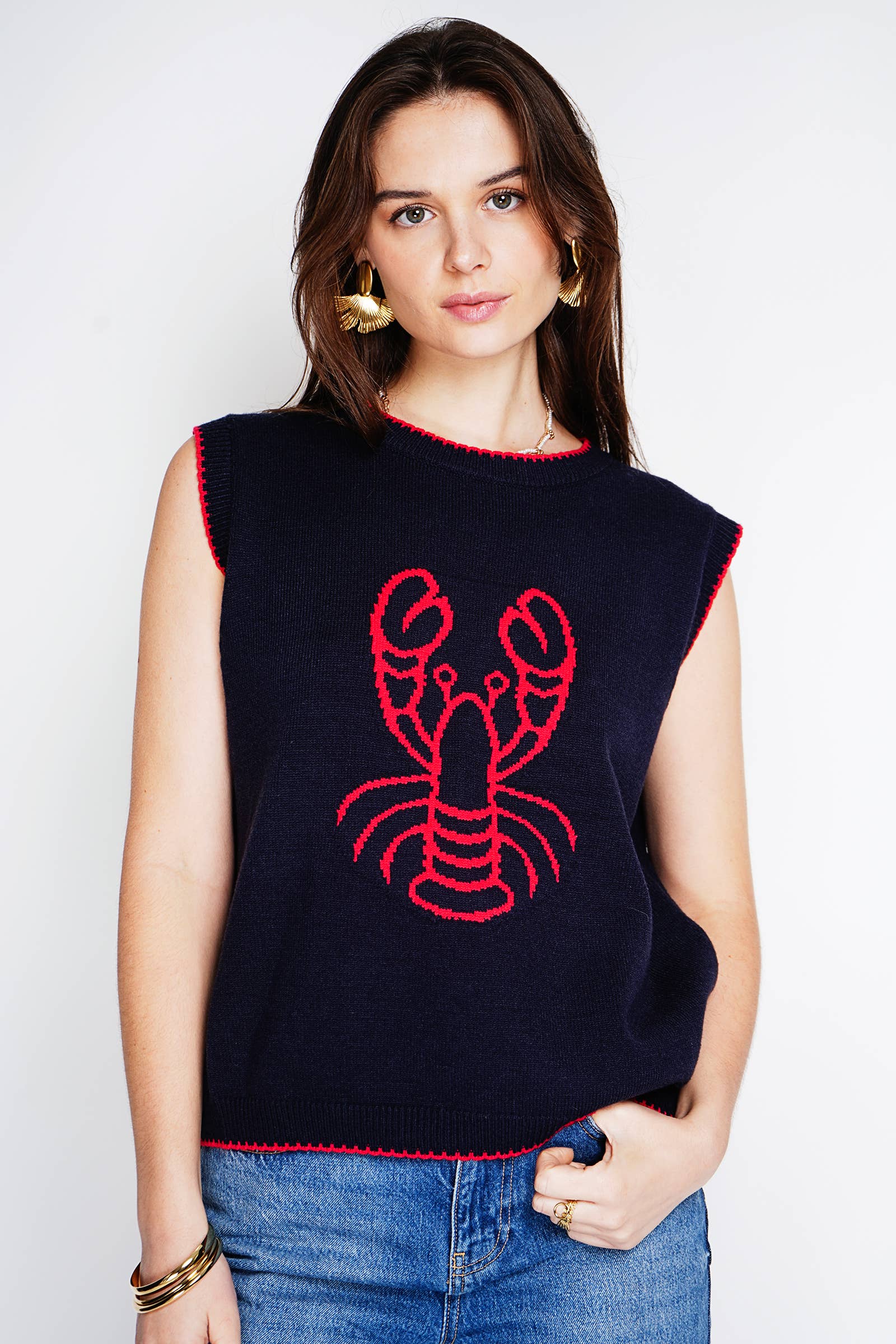 NOELINE - Wholesale Knit Top - Women's - Lobster pattern sweater 260451