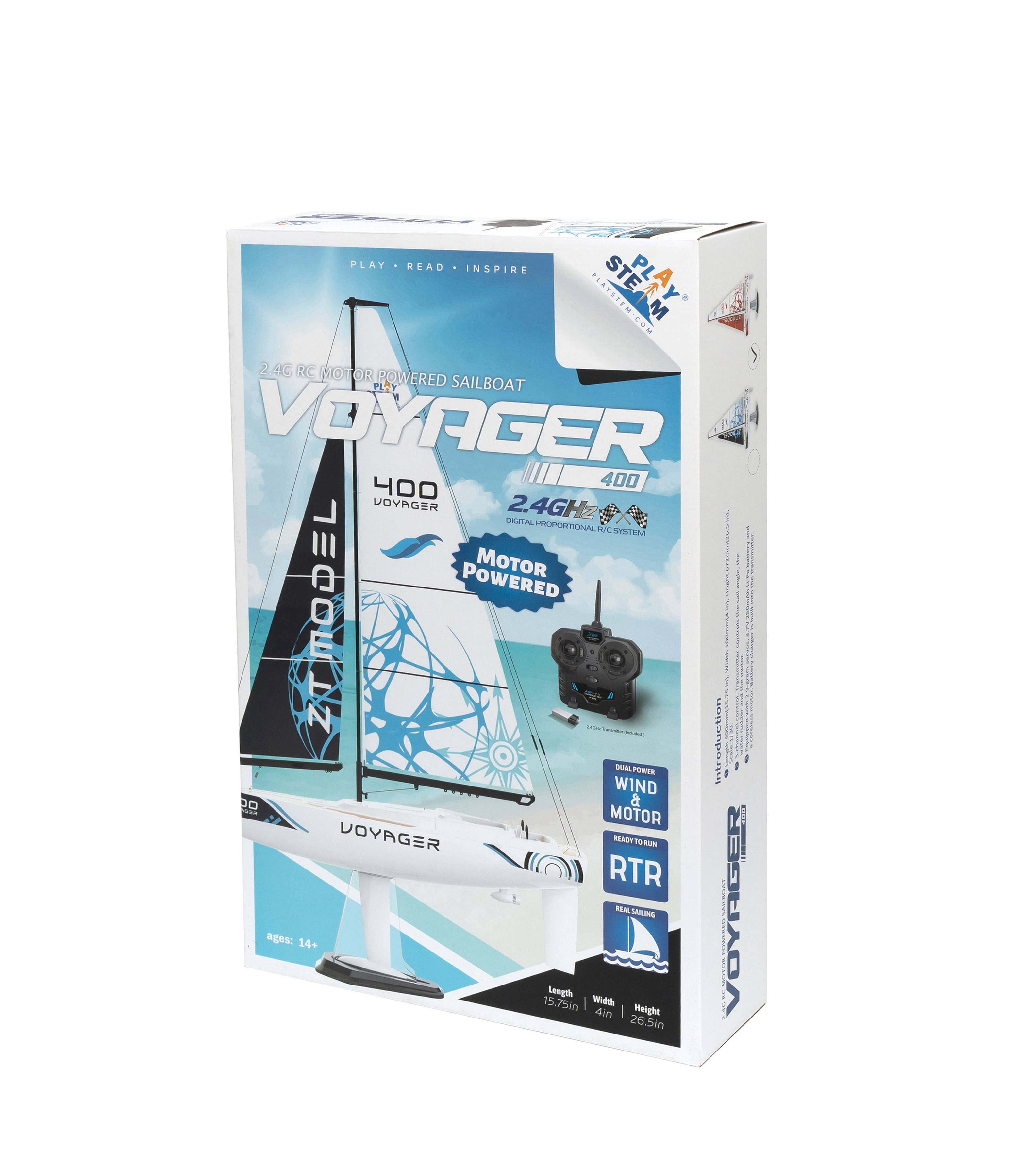 PlaySTEM - Wholesale Toy Set - Kids - Voyager 400 Motor Powered 2.4GHz RC Sailboat - Red1