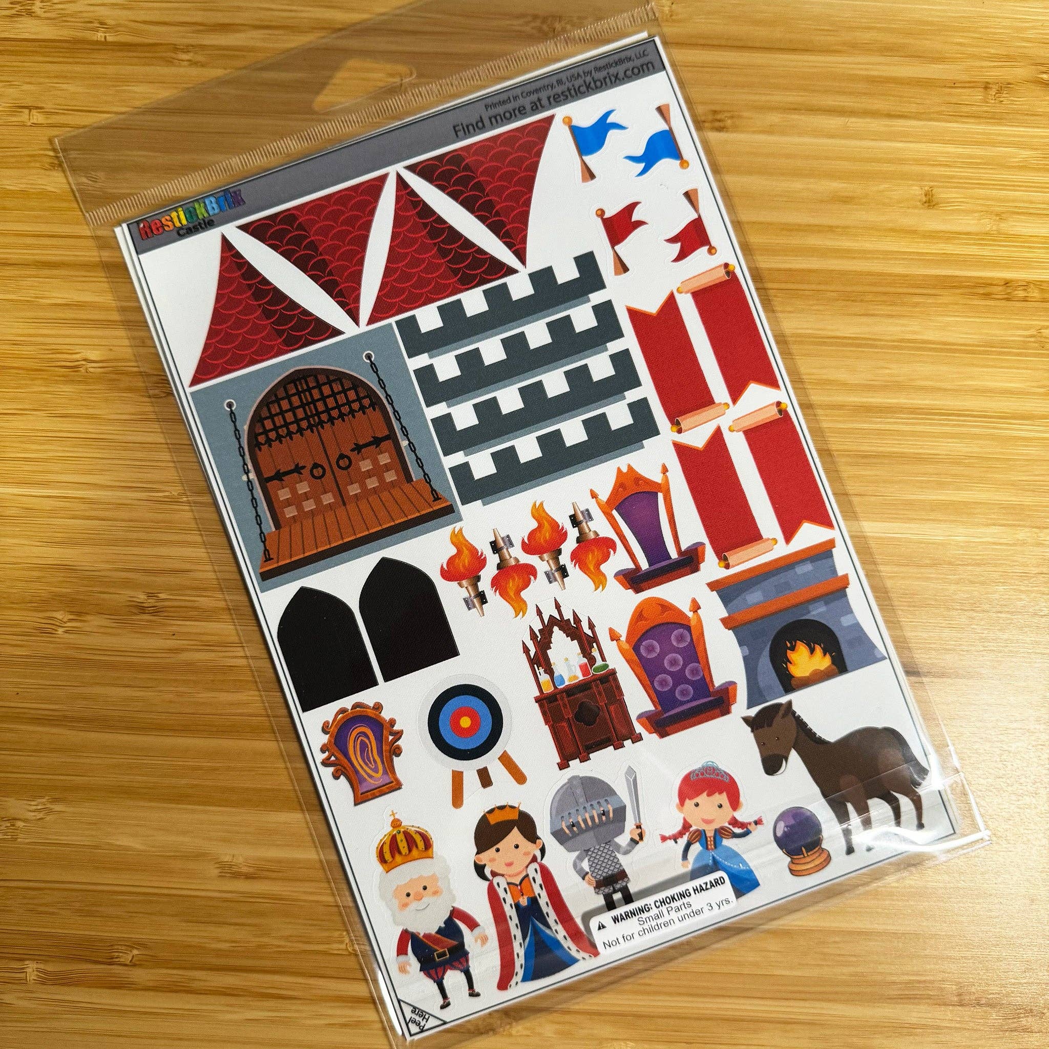 RestickBrix - Wholesale Building Set - Kids - Reusable Decals for Magnetic Tiles & Bricks - Castle6