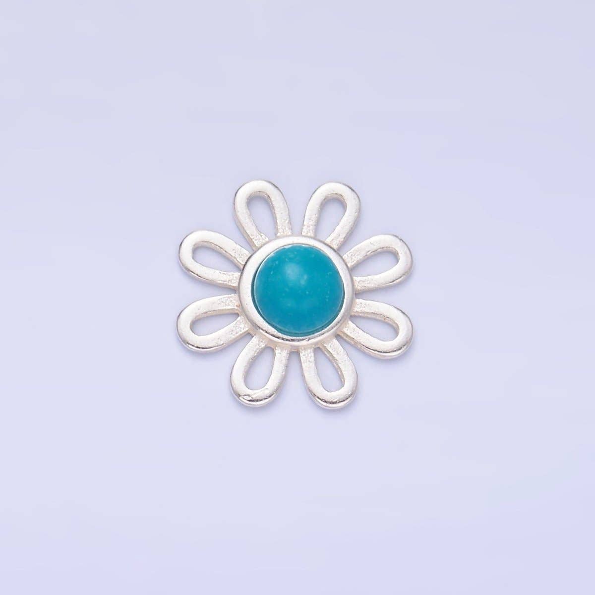 Aim Eternal - Venta al por mayor Material para manualidades - Conector de Girasol de Turquesa en Plata de Ley S925 en Oro y Plata | SL-6281