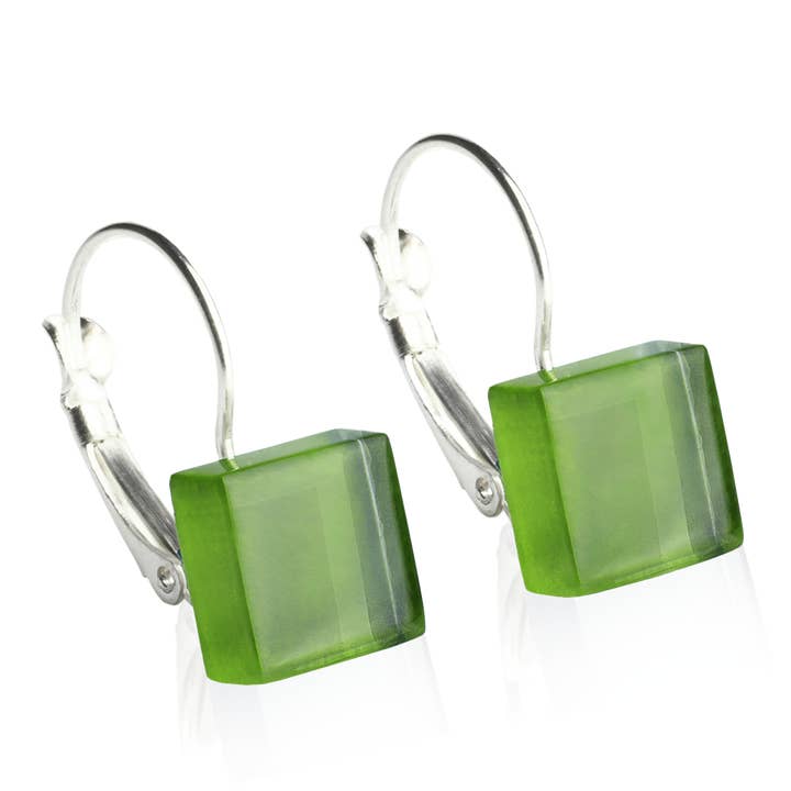 Boucles d'oreilles sans nickel avec motif pierre/vert gazon/upcycling pour la vente par ALEXASCHA