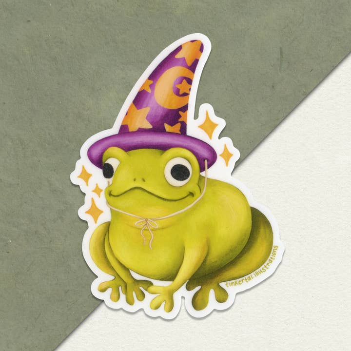 Wizard Frog - Vinyl Sticker for wholesale by TinkerTal Illustrations