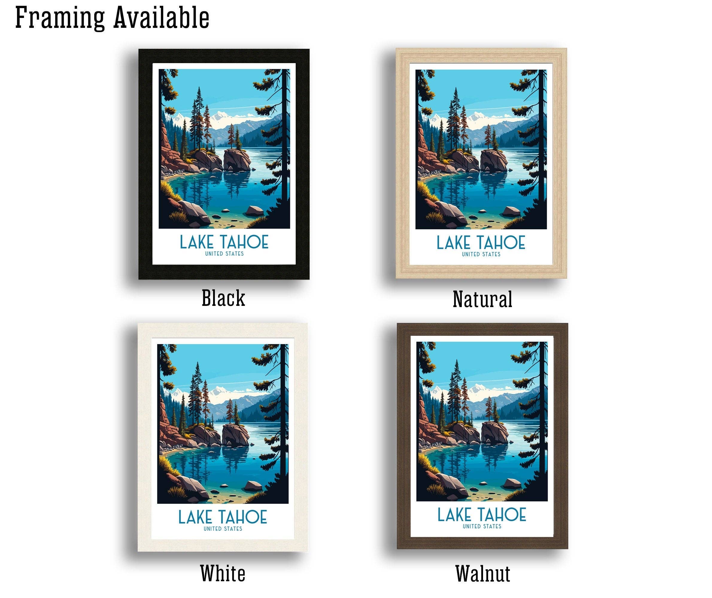 InkNPrintz – wholesale Art print – Lake Tahoe Travel Poster7