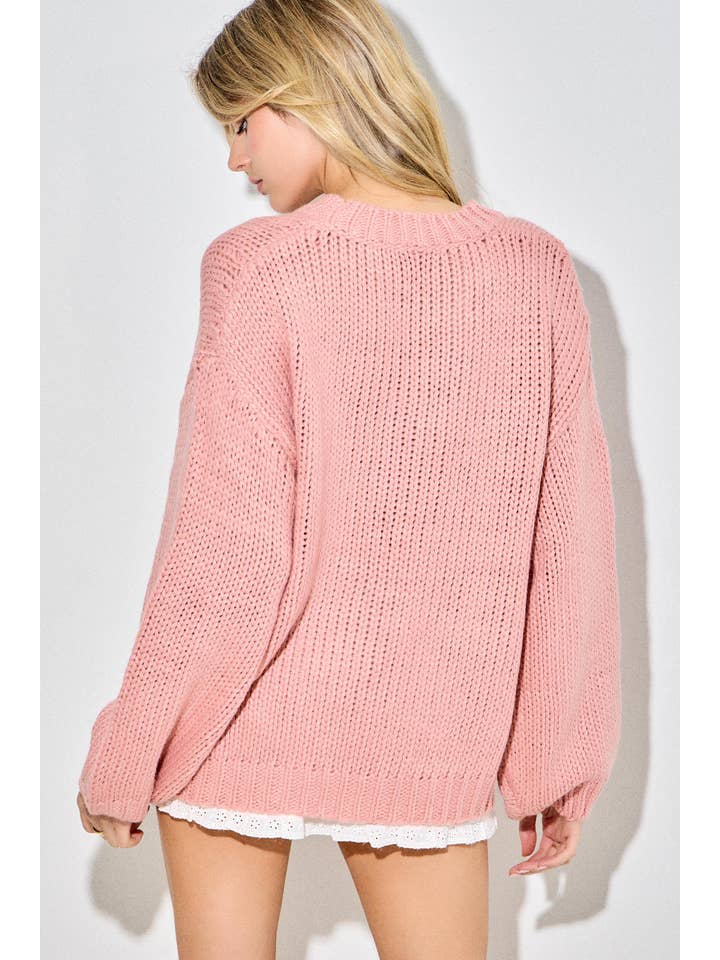 Baevely by Wellmade USA - Wholesale Knit Sweater - Women's - COWBOY BOOTS WITH RIBBON KNIT SWEATER1