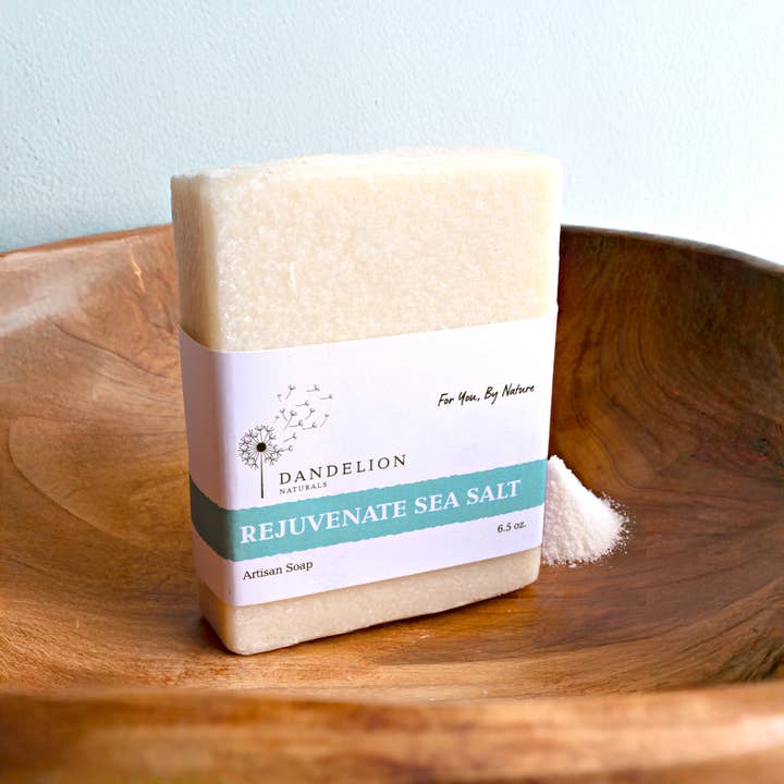 Rejuvenate Sea Salt Bar Soap | Essential Oil Vegan Bar Soap for wholesale by Dandelion Naturals