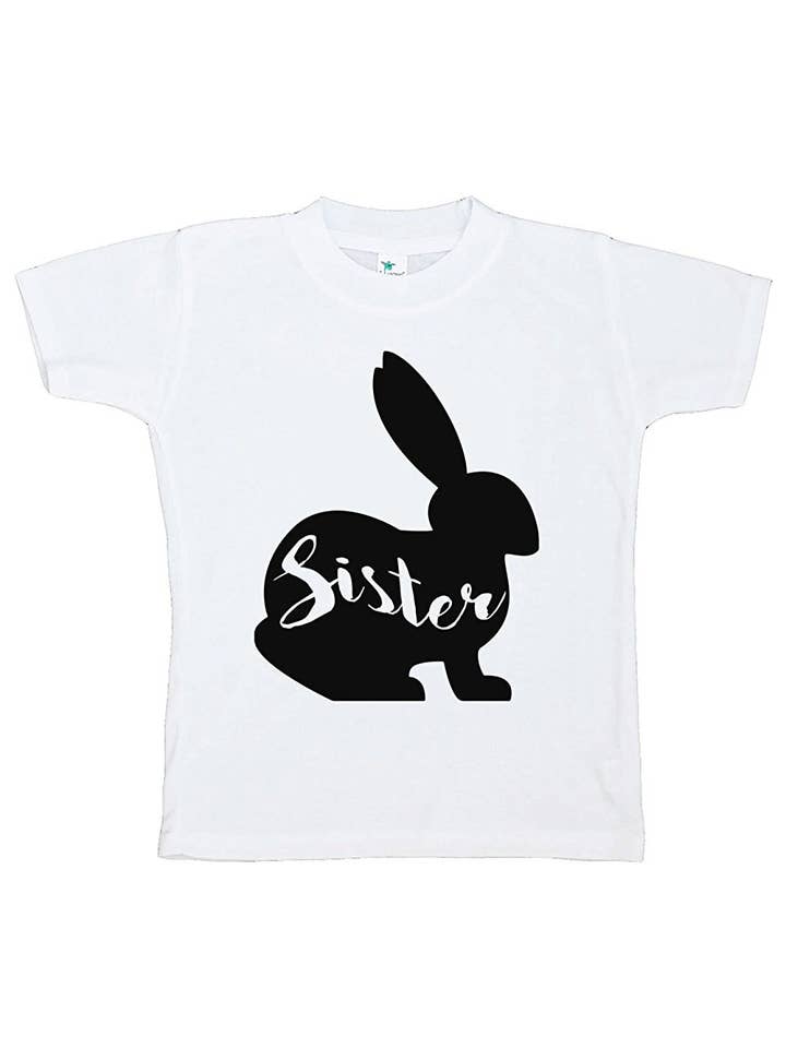 7 ate 9 Apparel Baby Girls Sister Bunny Happy Easter T-shirt for wholesale by 7 ate 9 Apparel