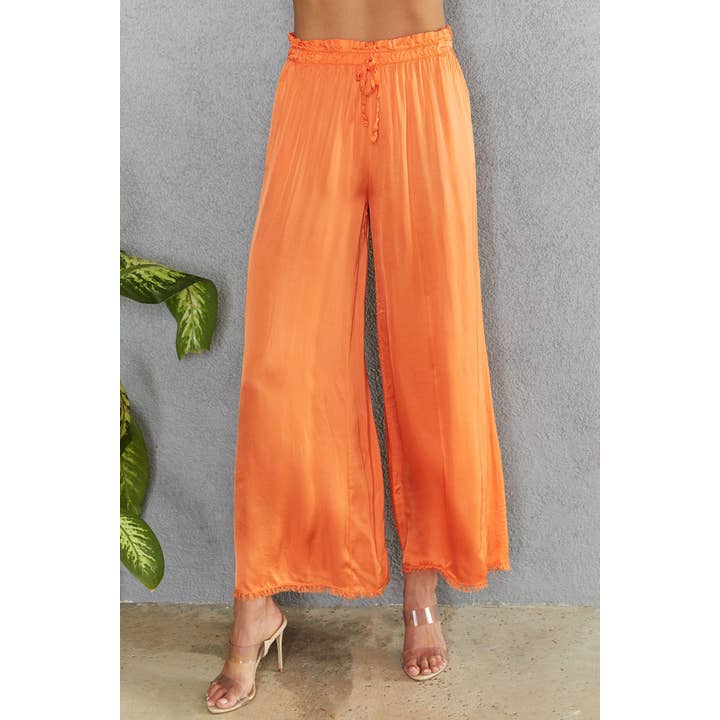 SILKY FRINGE HEM PALAZZO PANT (73539) for wholesale by VENTI6