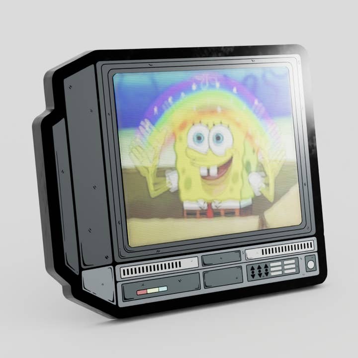 2.5" Lenticular Spongebob CRTV Pin for wholesale by GoopyGoblins