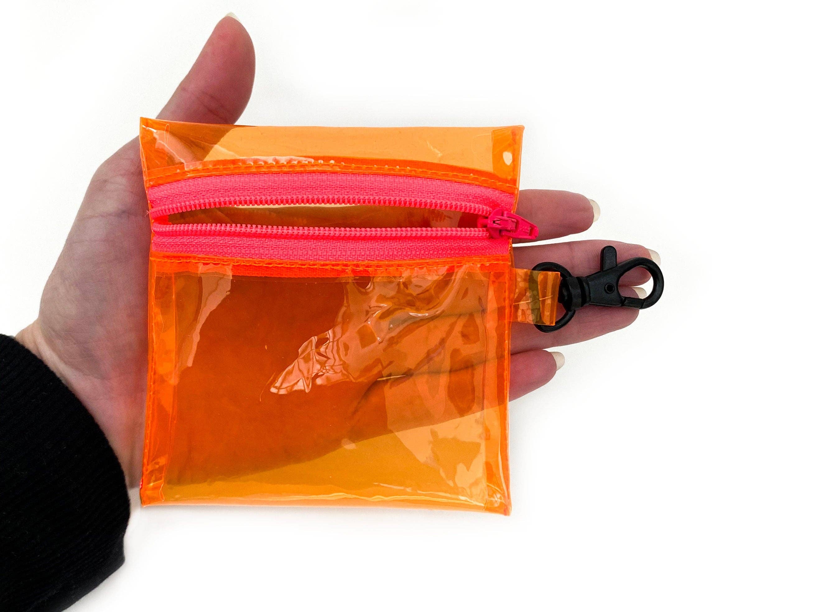 NEON SOL – wholesale Coin purse – Unisex – Transparent Clip-on Coin Pouch | neon orange2