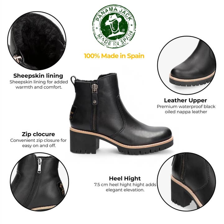 Panama Jacks Women's Black Trav B2 Leather Boots for wholesale on Faire