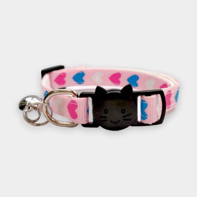 Light Pink with Pink, White, Blue Hearts for wholesale by Zacal Cat Collars