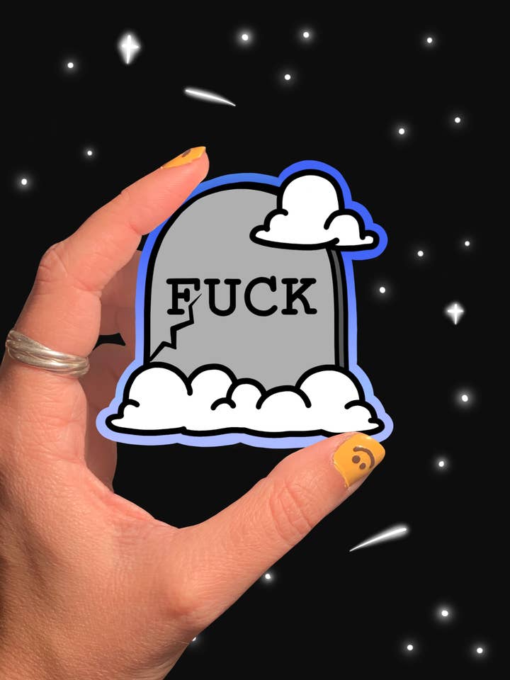 F*CK Headstone Sticker for wholesale by Megan Boykoff Art