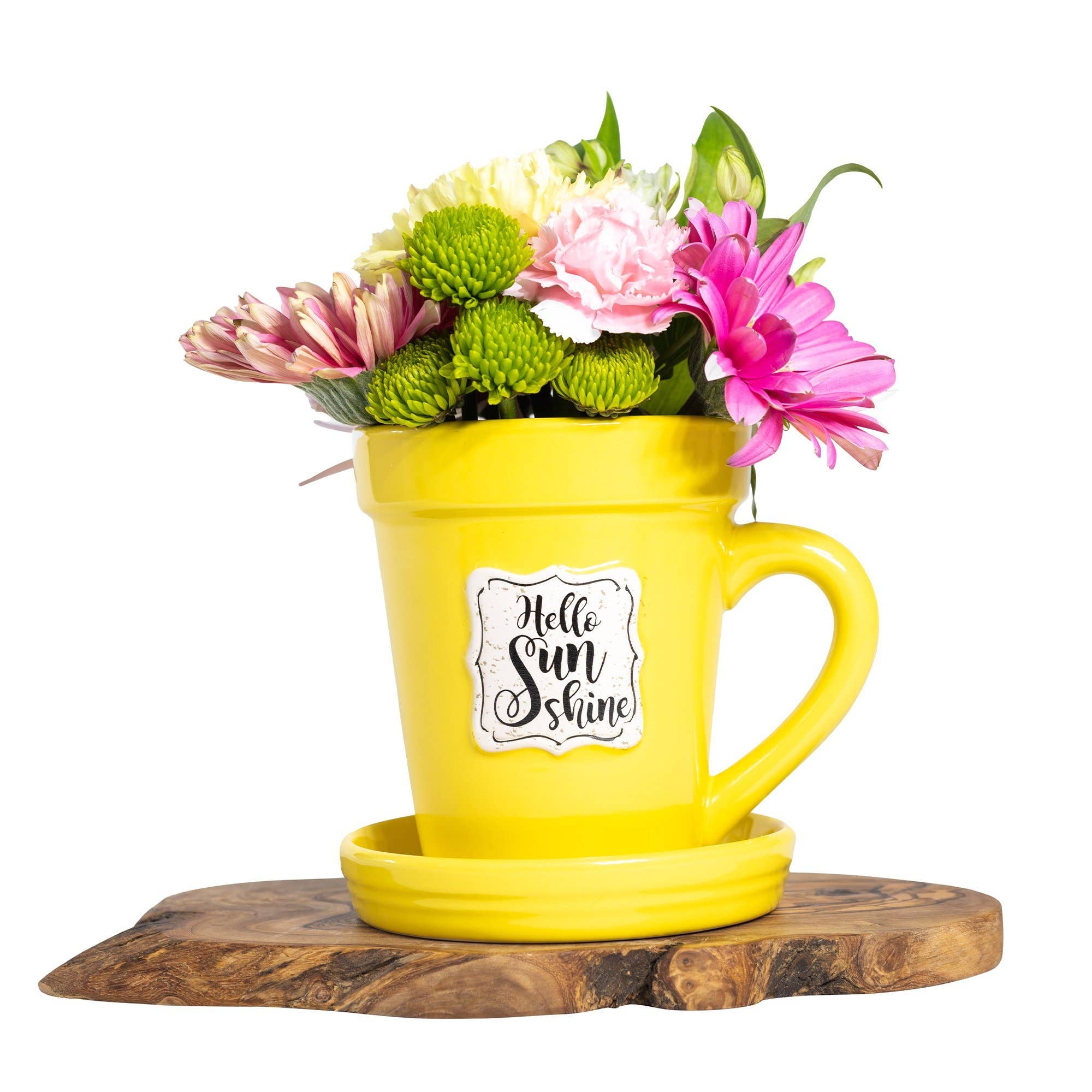 Divinity Boutique - Wholesale Coffee Mug - Yellow Flower Pot Mug w/Scripture - Hello Sunshine5