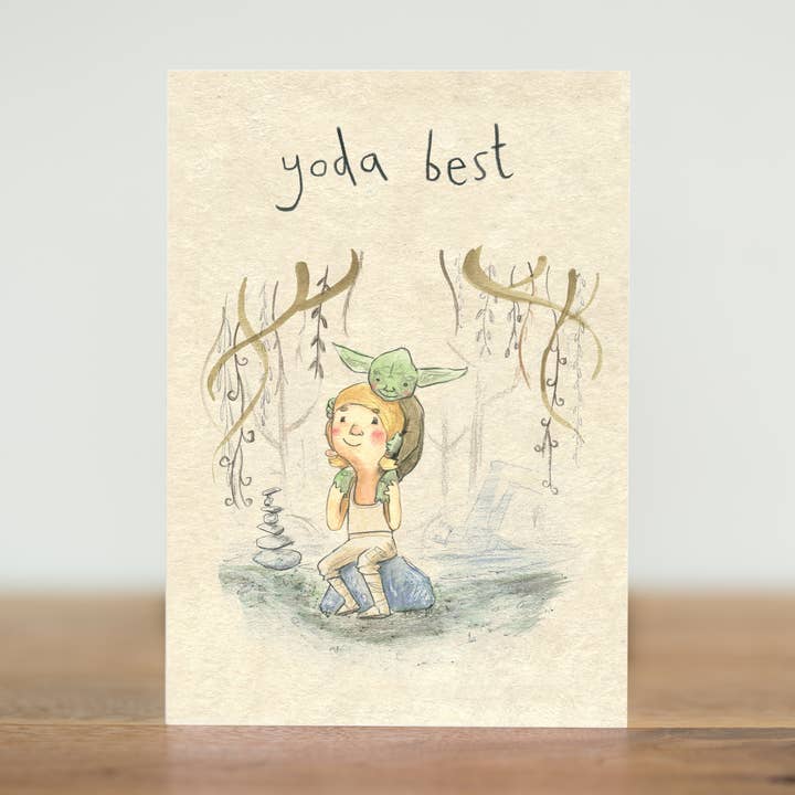 Yoda Best - mignonne carte de fête des pères Star Wars - carte d'anniversaire pour la vente par The Grey Earl
