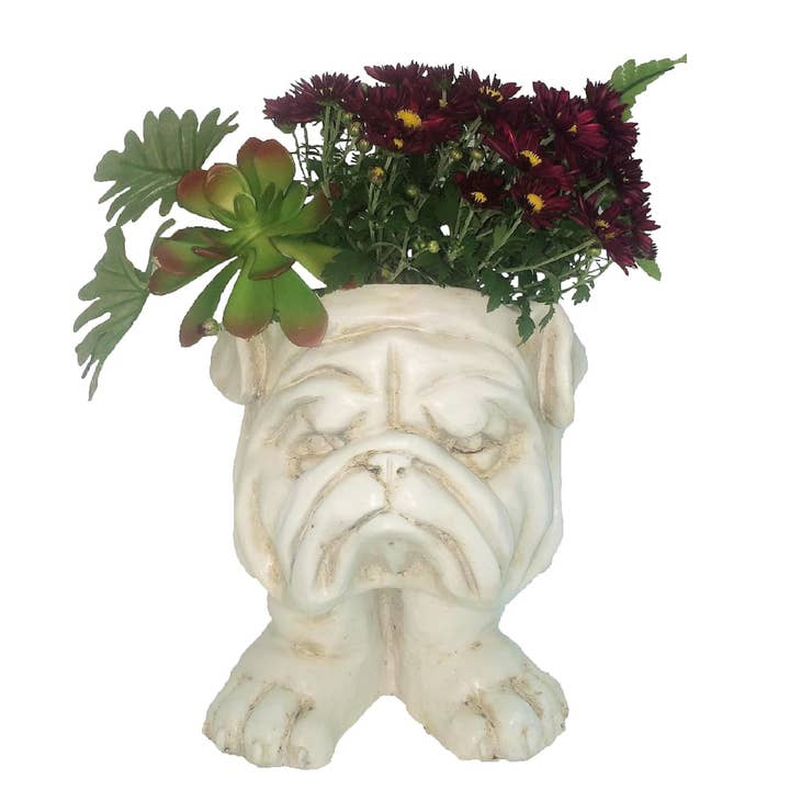 Blumentopf für Muggly-Statuen mit Bulldoggenmotiv für den Großhandel von GSI Homestyles
