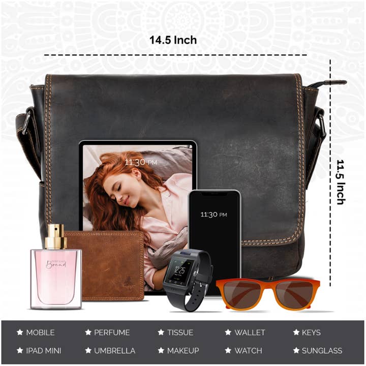 Greenwood Leather - Wholesale Messenger Bag - Unisex - Smart Messenger Steven Mini 11"-GW1139