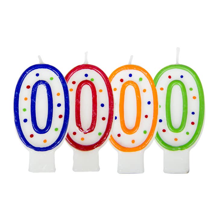 Birthday Candle Number 0 - White with Colourful Dots for wholesale by Folat BV