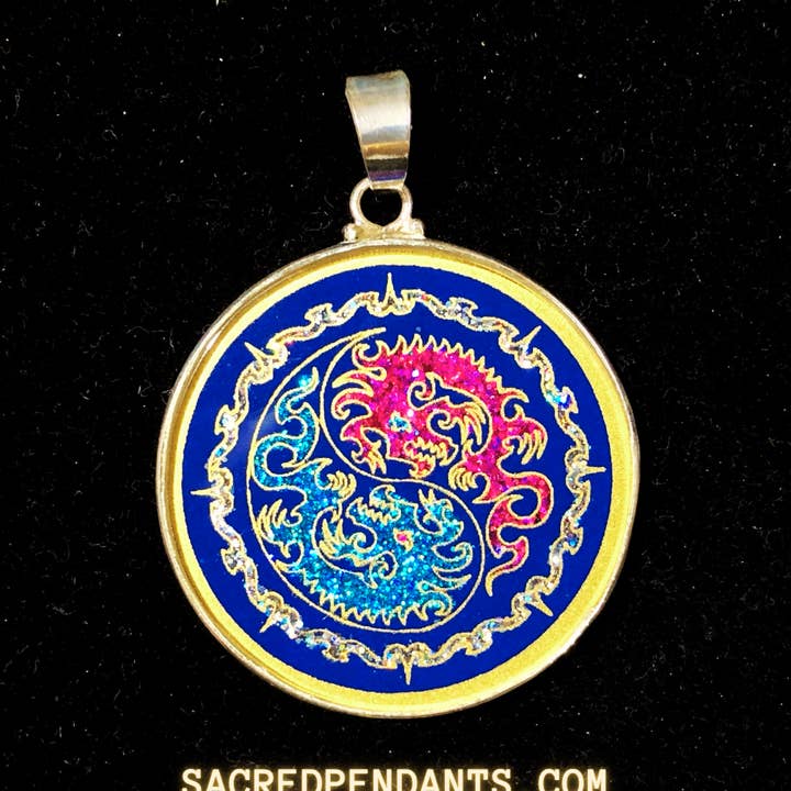Yin Yang Double Dragon - Sacred Geometry Gemstone Pendant for wholesale by Sacred Pendants