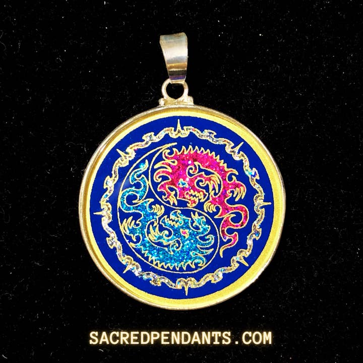 Yin Yang Double Dragon - Sacred Geometry Gemstone Pendant for wholesale by Sacred Pendants