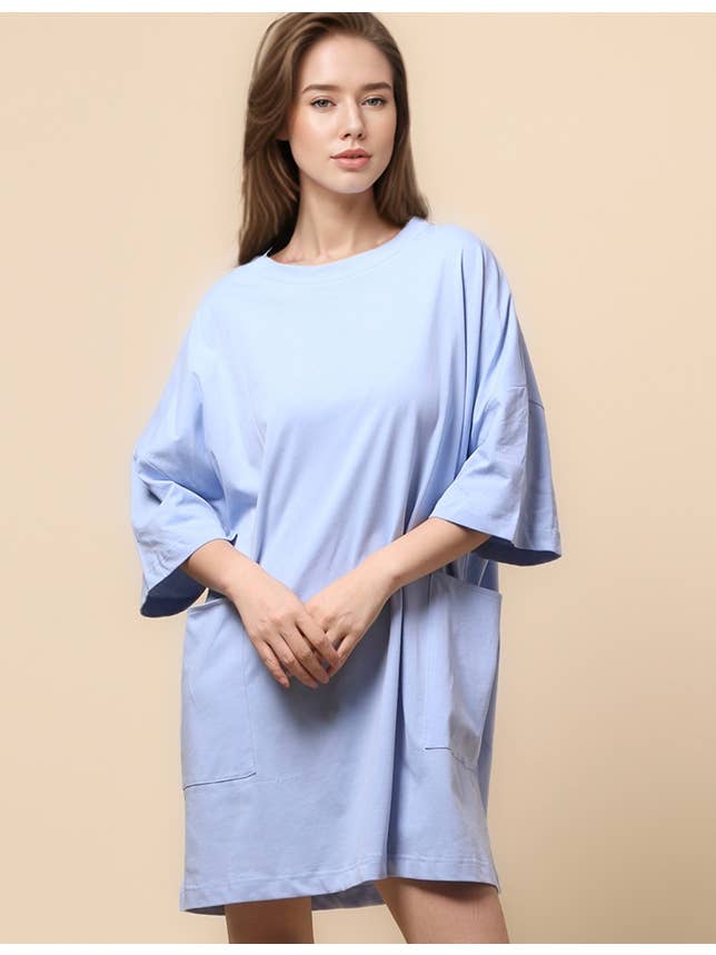 Sweetkama - Wholesale Dress - Women's - Ladies Soild Color Tee Mini Dress SKD46819