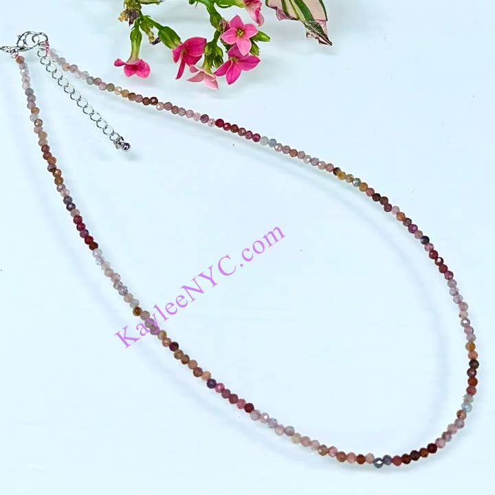 KayleeNYC - Wholesale Beaded/Pearl Necklace - 2mm Natural Rainbow Spinel Necklaces Crystal