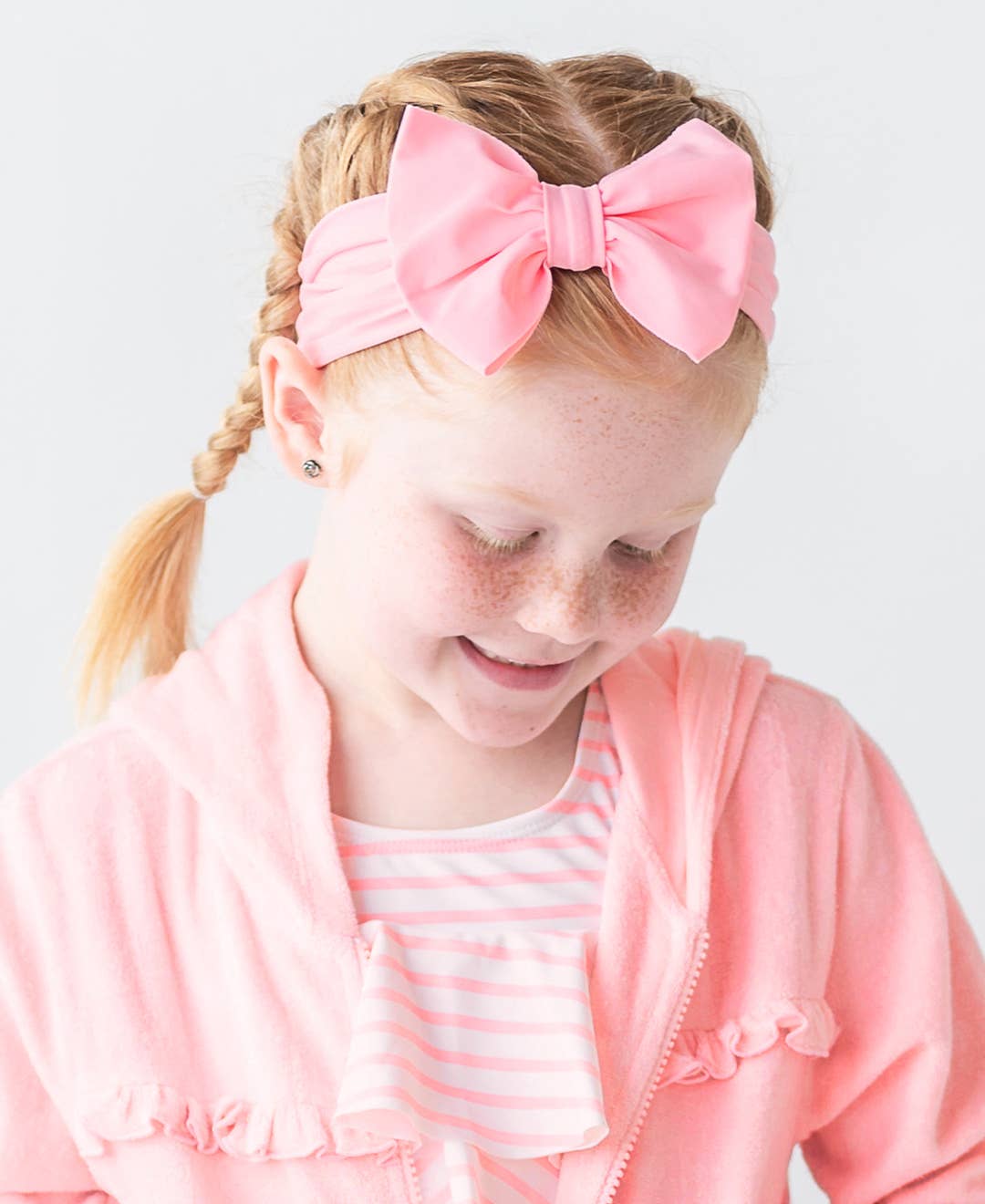 RuffleButts + RuggedButts - Wholesale Fashion Headband - Kids - Girls Pink Swim + Active Bow Headband8