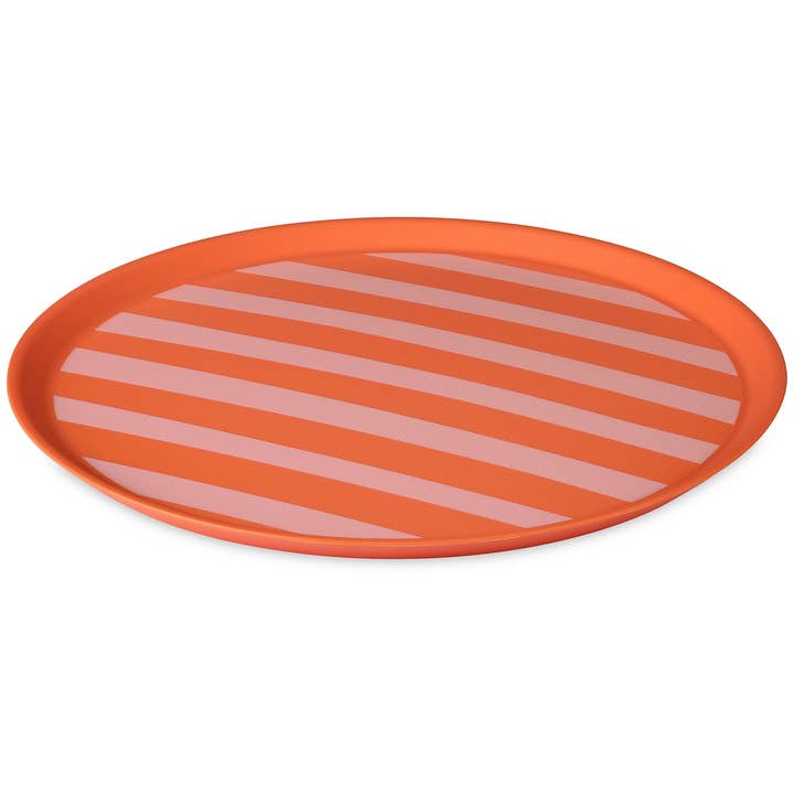 strong coral Large Plate NORA PLATE STRIPES for wholesale on Faire