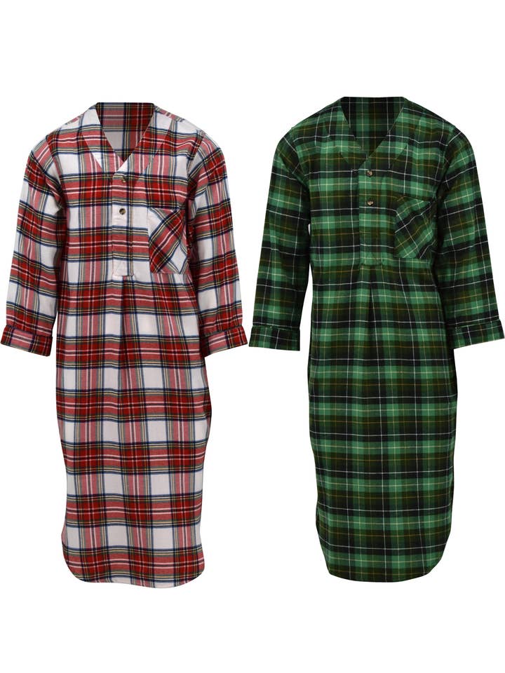 I-Wear Brands - Wholesale Nightshirt - Men's - 2 Pack Men's Cotton Flannel Long Henley Nightshirt22